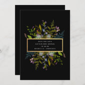 Elegant Waterverf Floral Black Background Wedding Save The Date (Voorkant / Achterkant)