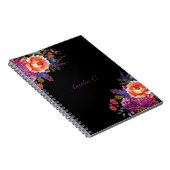Elegant Waterverf Floral Black Notitieboek (Rechterzijde)