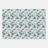Elegant Waterverf Floral Blauwgroen Inpakpapier Vel (Voorkant 3)