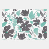 Elegant Waterverf Floral Blauwgroen Inpakpapier Vel (Voorkant)