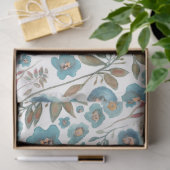 Elegant Waterverf Floral Blue Brown Tissuepapier (Geschenk)