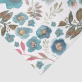 Elegant Waterverf Floral Blue Brown Tissuepapier (Detail)