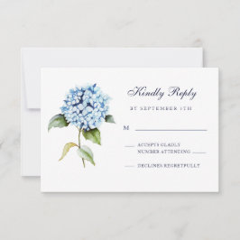 Elegant Waterverf Floral Blue Hydrangea Wedding RSVP Kaartje