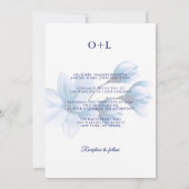 Elegant Waterverf Floral Blue Navy White Wedding Kaart (Achterkant)