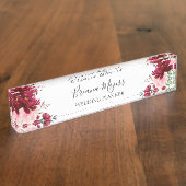 Elegant Waterverf Floral Blush Burgundy Business Naambordje (Zijkant)