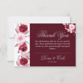 Elegant Waterverf Floral Blush Burgundy Wedding Bedankkaart (Voorkant)