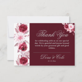 Elegant Waterverf Floral Blush Burgundy Wedding Bedankkaart