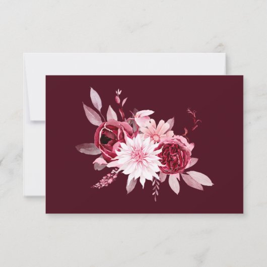 Elegant Waterverf Floral Blush Burgundy Wedding Bedankkaart (Achterkant)