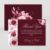 Elegant Waterverf Floral Blush Burgundy Wedding Bedankkaart (Voorkant / Achterkant)