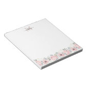 Elegant Waterverf Floral Blush Pink Monogram Notitieblok (Schuin)