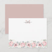 Elegant Waterverf Floral Blush Pink Monogram Notitiekaartje (Voorkant / Achterkant)
