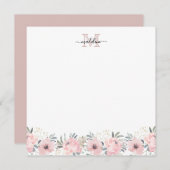 Elegant Waterverf Floral Blush Pink Monogram Notitiekaartje (Voorkant / Achterkant)