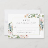 Elegant Waterverf Floral Border Wedding RSVP Kaartje (Voorkant)