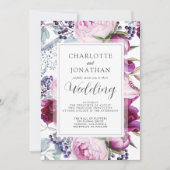 Elegant Waterverf Floral Botanical Wedding Invita Kaart (Voorkant)