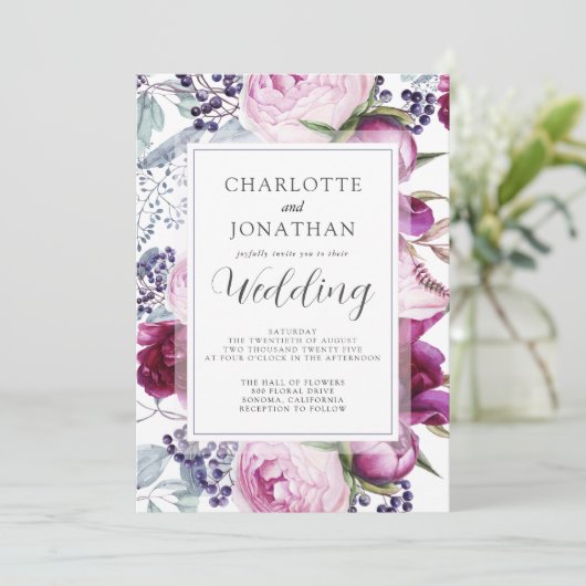 Elegant Waterverf Floral Botanical Wedding Invita Kaart (Staand voorkant)