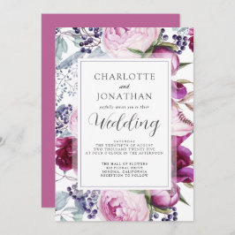 Elegant Waterverf Floral Botanical Wedding Invita Kaart