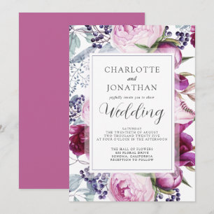 Elegant Waterverf Floral Botanical Wedding Invita Kaart