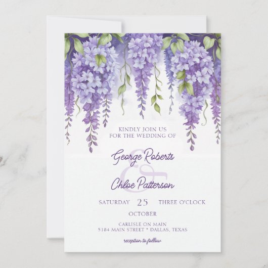 Elegant Waterverf Floral Botanical Wedding Kaart (Voorkant)