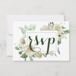 Elegant Waterverf Floral Botanical Wedding RSVP Kaartje