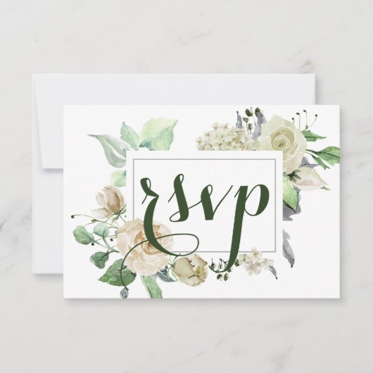 Elegant Waterverf Floral Botanical Wedding RSVP Kaartje (Voorkant)