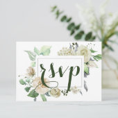 Elegant Waterverf Floral Botanical Wedding RSVP Kaartje (Staand voorkant)