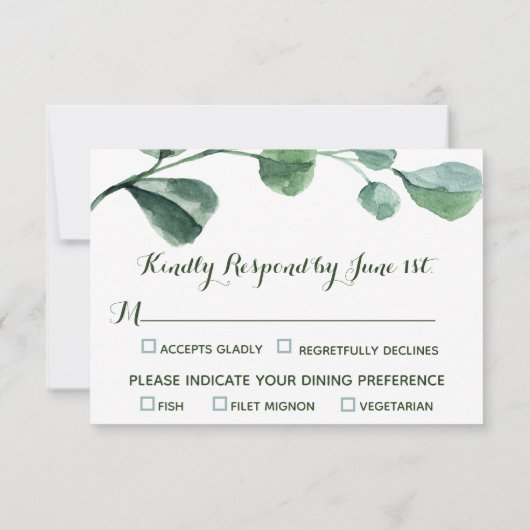 Elegant Waterverf Floral Botanical Wedding RSVP Kaartje (Achterkant)