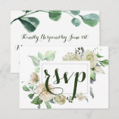 Elegant Waterverf Floral Botanical Wedding RSVP Kaartje (Voorkant / Achterkant)