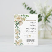 Elegant Waterverf Floral Botanical Wedding Uitnodiging Briefkaart (Staand voorkant)