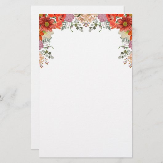 Elegant Waterverf Floral botanisch Briefpapier (Voorkant / Achterkant)