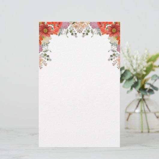 Elegant Waterverf Floral botanisch Briefpapier (Staand voorkant)