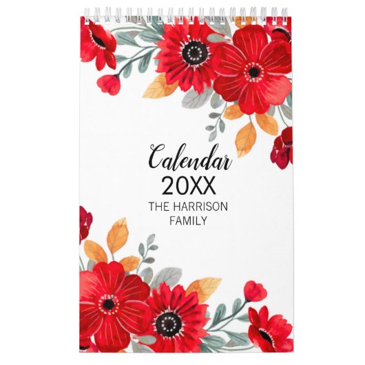 Elegant Waterverf Floral botanisch Kalender (Hoes)