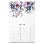 Elegant Waterverf Floral botanisch Kalender (Mar 2026)