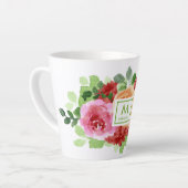 Elegant Waterverf Floral Bouquet Monogram Latte Mok (Linkerhoek)