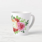 Elegant Waterverf Floral Bouquet Monogram Latte Mok (Rechterhoek)