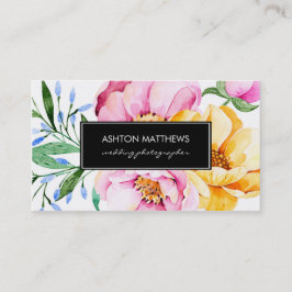 Elegant Waterverf Floral Bouquet Visitekaartje