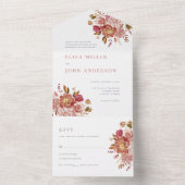 Elegant Waterverf Floral Bouquet Wedding All In One Uitnodiging (Binnen)