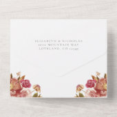 Elegant Waterverf Floral Bouquet Wedding All In One Uitnodiging (Achterkant)