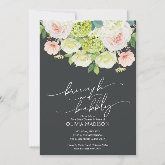 Elegant Waterverf Floral Bridal Shower Kaart (Voorkant)