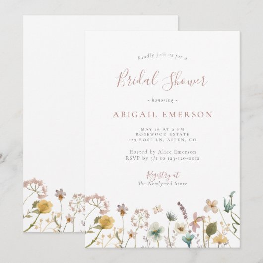 Elegant Waterverf Floral Bridal Shower Kaart (Voorkant / Achterkant)