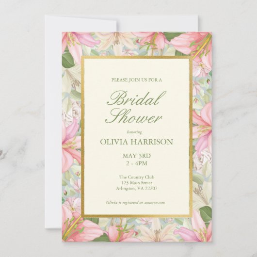 Elegant Waterverf Floral Bridal Shower Kaart (Voorkant)