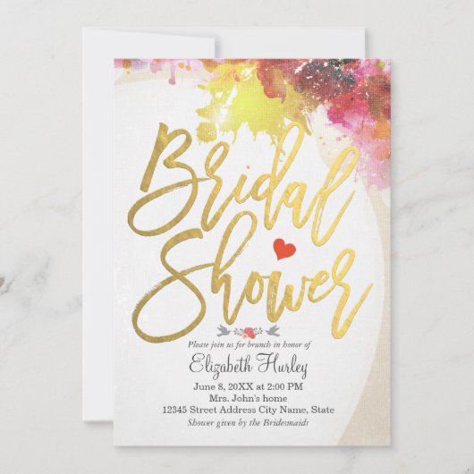 Elegant Waterverf Floral Bridal Shower Kaart (Voorkant)