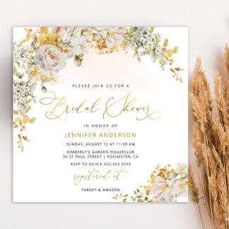 Elegant Waterverf Floral Bridal Shower Kaart