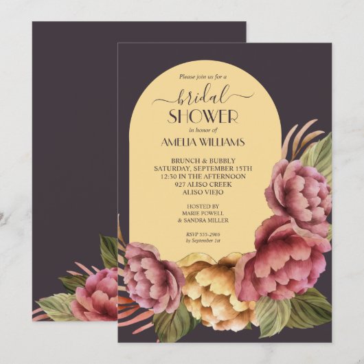 Elegant Waterverf Floral Bridal Shower Kaart (Voorkant / Achterkant)