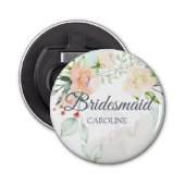 Elegant Waterverf Floral Bridesmaid Personeelsform Button Flesopener (Voorkant)