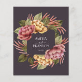 Elegant Waterverf Floral Budget Wedding Menu (Achterkant)