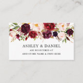 Elegant Waterverf Floral Burgundy Registry Informatiekaartje (Voorkant)