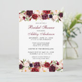 Elegant Waterverf Floral Burgundy Vrijgezellenfees Kaart (Staand voorkant)