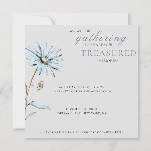 Elegant Waterverf Floral Celebration of Life Kaart (Achterkant)