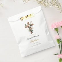 Elegant Waterverf Floral Cross Baptisme