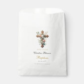 Elegant Waterverf Floral Cross Baptisme Bedankzakje (Voorkant)